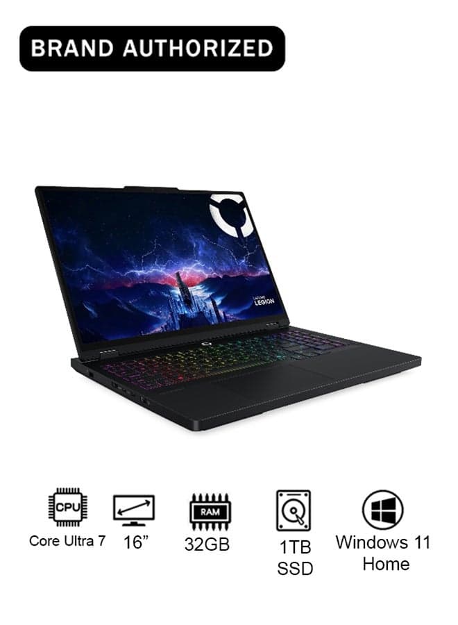 Legion Pro 5 Laptop With 16-Inch Full HD Display, Core Ultra 7 255HX Processor/32GB RAM/1TB SSD/NVIDIA  RTX 5060 8GB Graphics/Windows 11 Home Eclipse Black