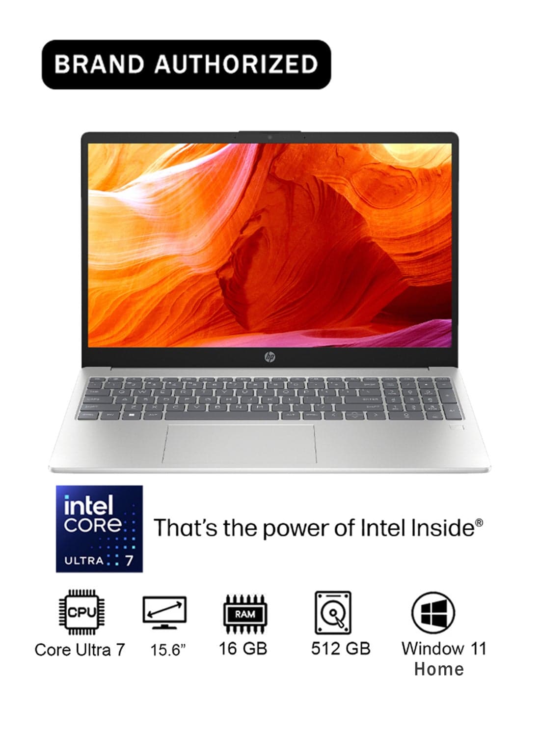 Laptop 15-fd1018ne, 15.6" FHD Display, Intel® Core™ Ultra 7, 16GB RAM, 512GB SSD, Intel® AI Boost (11 NPU TOPS), Windows 11 Home [B9FH6EA] English/Arabic Natural silver