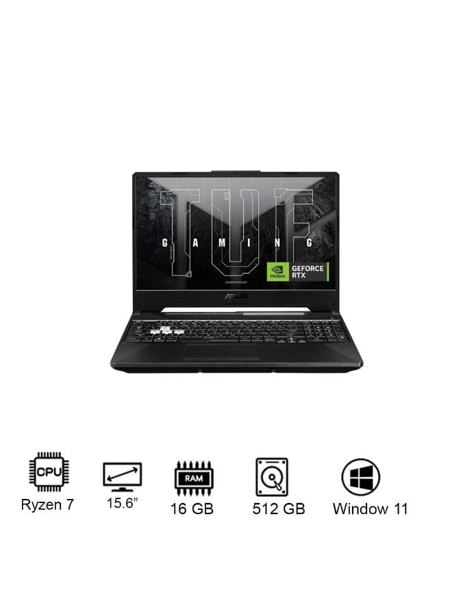 TUF A15 Gaming (2025) Laptop – AMD Ryzen 7-7445HS / 15.6inch FHD / 512GB SSD / 16GB RAM / 4GB NVIDIA GeForce RTX 3050 Graphics / Windows 11 Home / English & Arabic Keyboard / Graphite Black / Middle East Version – [FA506NCG-B165W] English/Arabic Graphite Black