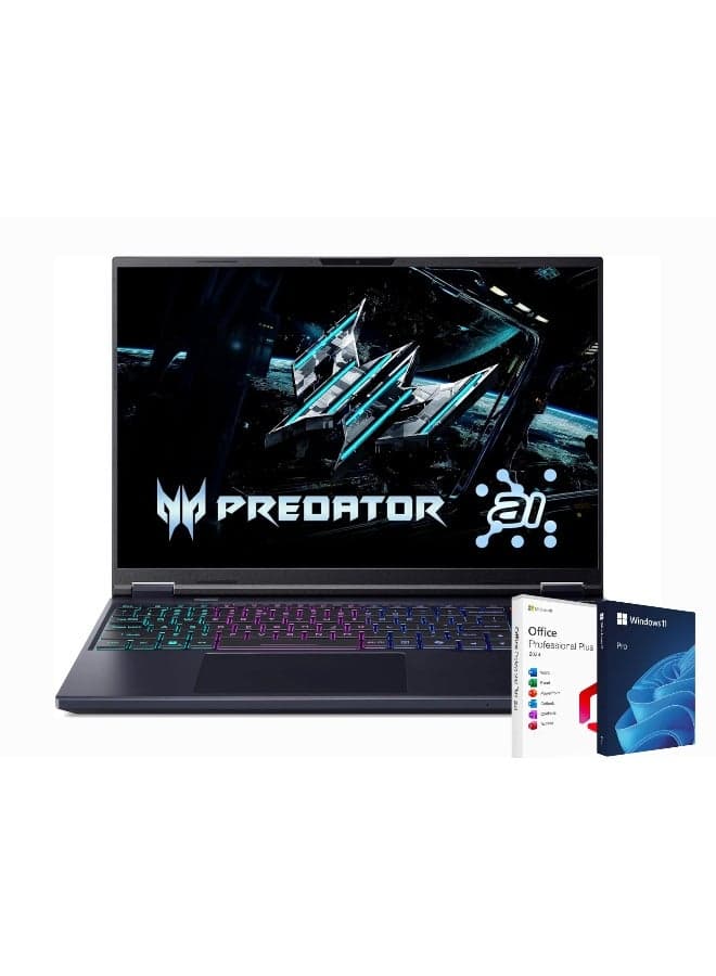 Predator Helios NEO 16 AI PHN16 Gaming Laptop Intel Core Ultra 9-275HX, 32GB RAM, 1TB SSD, 16 Inch OLED 240Hz,  NVIDIA RTX 5070Ti 12GB, RGB Backlite  Windows 11  Pro+ Life Time Office 2024 English/Arabic Black
