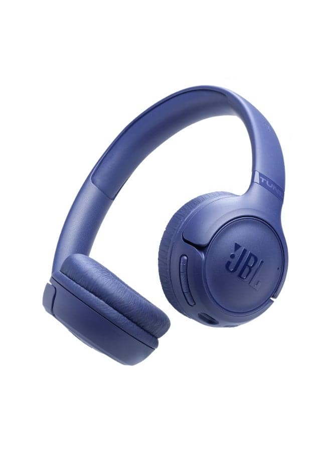 Tune 530Bt Wireless On Ear Headphones Pure Bass Sound 76H Battery Hands Free Call Plus Voice Aware Multi Point Connection Lightweight And Foldable Blue