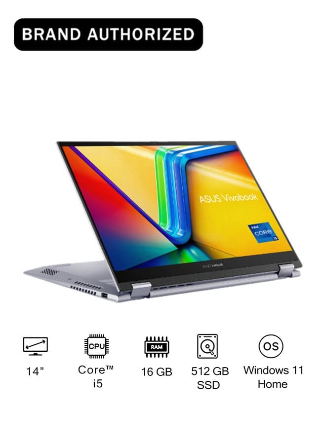 Vivobook Flip Laptop With 14-Inch Full HD Display,Intel Core i5-13420H Processor/16GB RAM/512GB SSD/Intel UMA Graphics/Windows 11 Home English Silver