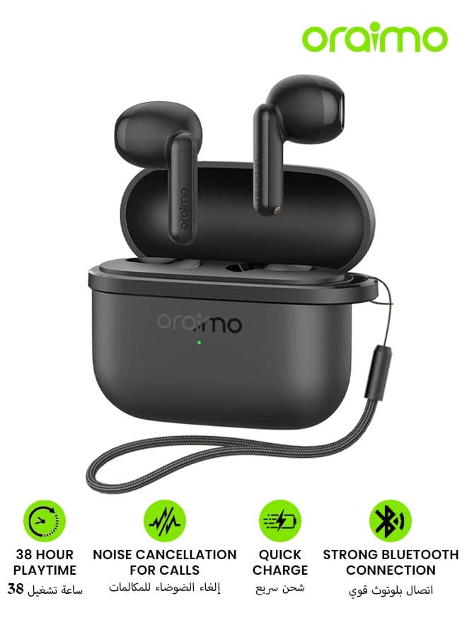 OTW-324S  Bluetooth Earphones, 10mm Drivers with Big Bass True Wireless Earbuds, 38 Hour Playtime, Sound360, Noise Cancellation (ENC) for Calls, IPX4, 5.4 Bluetooth Headphones Black