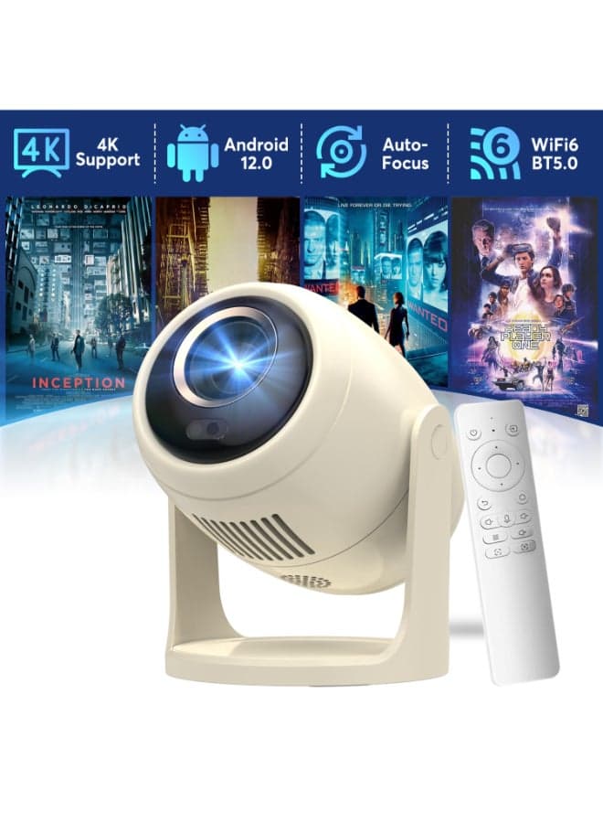 Mini Projector with WiFi6 and BT 5.0,Portable Projector 4K Support & HD 720P, 230 ANSI Auto Keystone Correction,Android 12.0,360° Rotatable Projectors,8000+ Apps,40-250 Screen Video Projectors XL2-2A0 Nano6