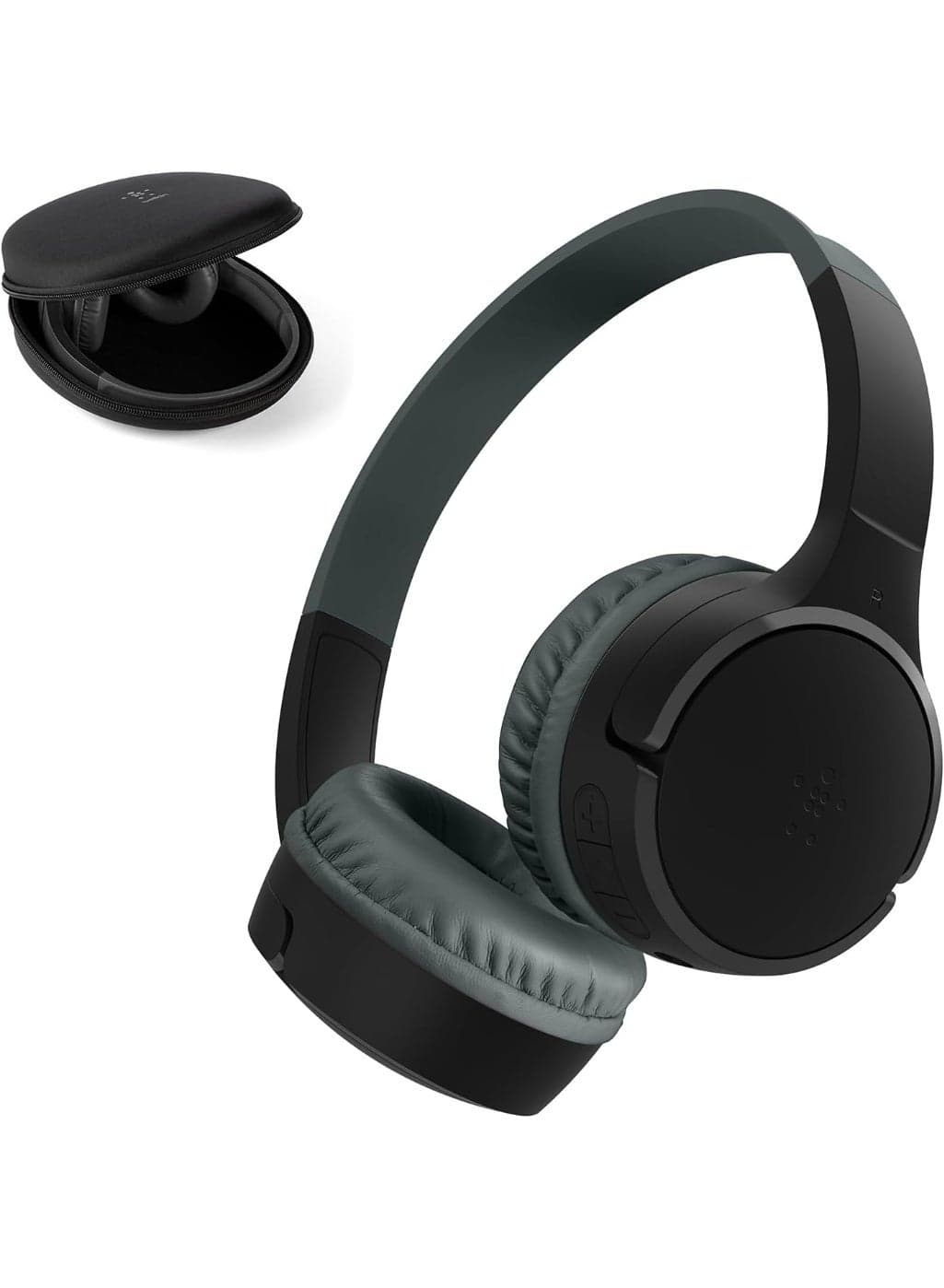 SoundForm Mini Kids Wireless Headphones with Built-In Microphone, 30H of Playback Time, & Fun Stickers - Over-Ear Headsets for Online Learning, School, Travel, iPhone, iPad, Galaxy - Black