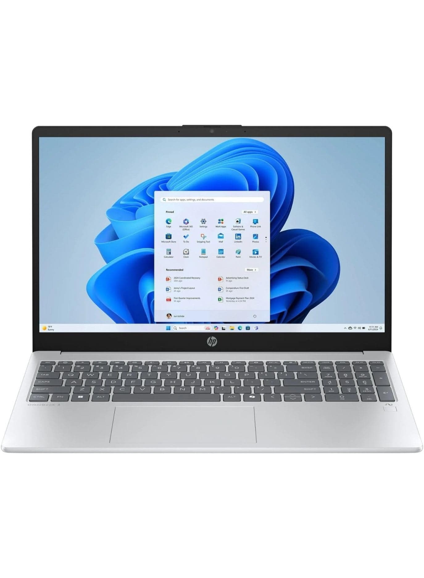 OmniBook 3 Copilot+ 15.6" FHD Touch Laptop, AMD Ryzen 5 AI 5 330, 16GB DDR5 RAM, 512GB SSD, AI Smart Features, Wi-Fi 6, Windows 11 Home, Glacier Silver, 2025 English Glacier Silver