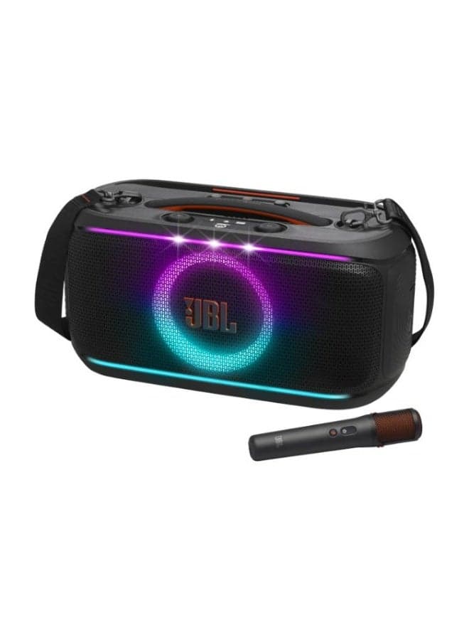 JBL PartyBox On-The-Go 2 Portable Bluetooth Party Speaker with Wireless Mic, Dynamic Lightshow, 15-Hour Playtime, Splashproof, Handle & Shoulder Strap – Powerful JBL Pro Sound JBLPARTYBOXOTG2BUK black