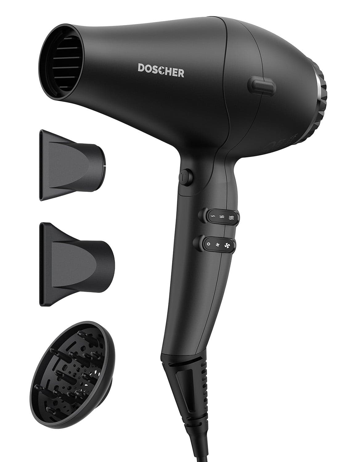 2600W BLDC Motor 3‑in‑1 Negative Ion Hair Dryer, Salon‑Grade Fast Blow Dryer, 2 Speed 3 Heat Setting, Equipped With 2 Nozzles & 1 Diffuser For Straight and Curly Hair Black