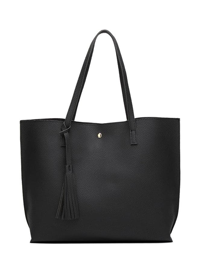 Tassel Design Tote Bag Black