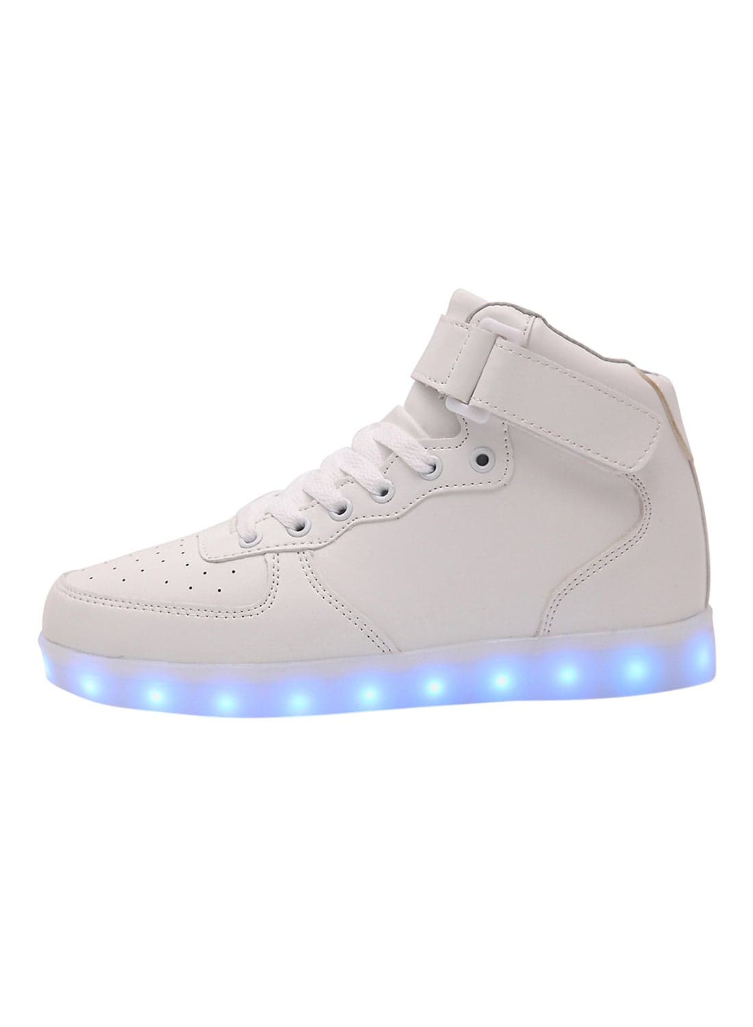 LED Flashing Lights High Top Sneakers White