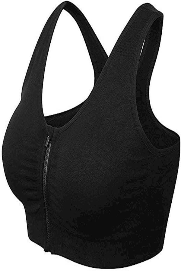Women's Zip Front Sports Bra Active Yoga Girl Sports Bras, Wirefree Lightweight Comfort Bra with Adjustable Strap for Yoga Running, , Size S