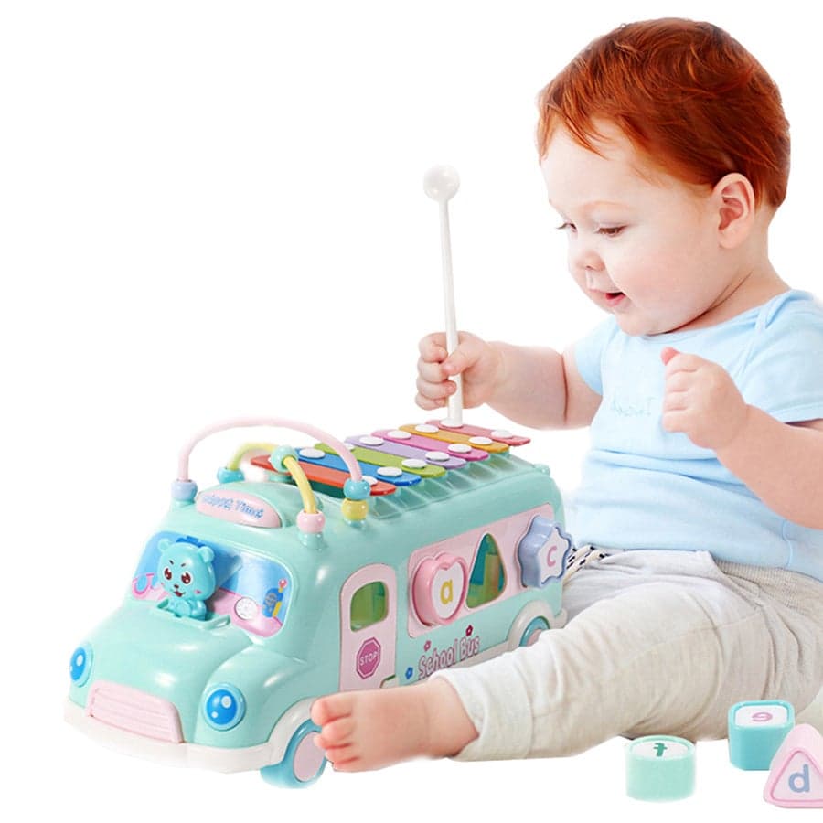 Kid's Music School Bus Creative Intelligent Multi-Functional Cute Toy 30.5x11.5x16 centimeter 30.5x11.5x16cm