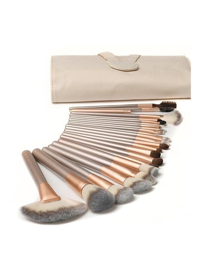 18-Piece Foundation Makeup Brush Tool With Pouch Bag Case Gold