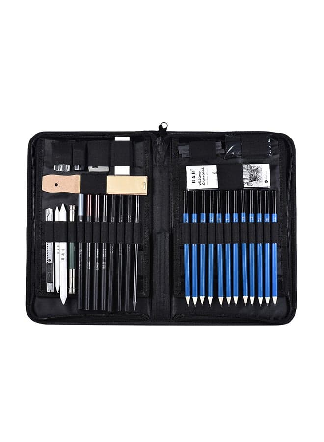 40-Piece Professional Sketching Drawing Pencil Kit Blue/Black