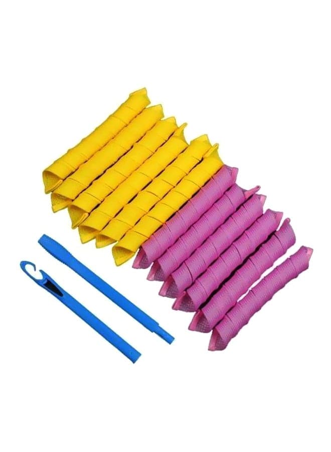 18-Piece Nylon Hair Roller Set Pink/Green/Blue
