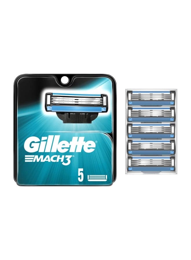 5-Piece Mach3 Razor Blade Set Silver/Blue