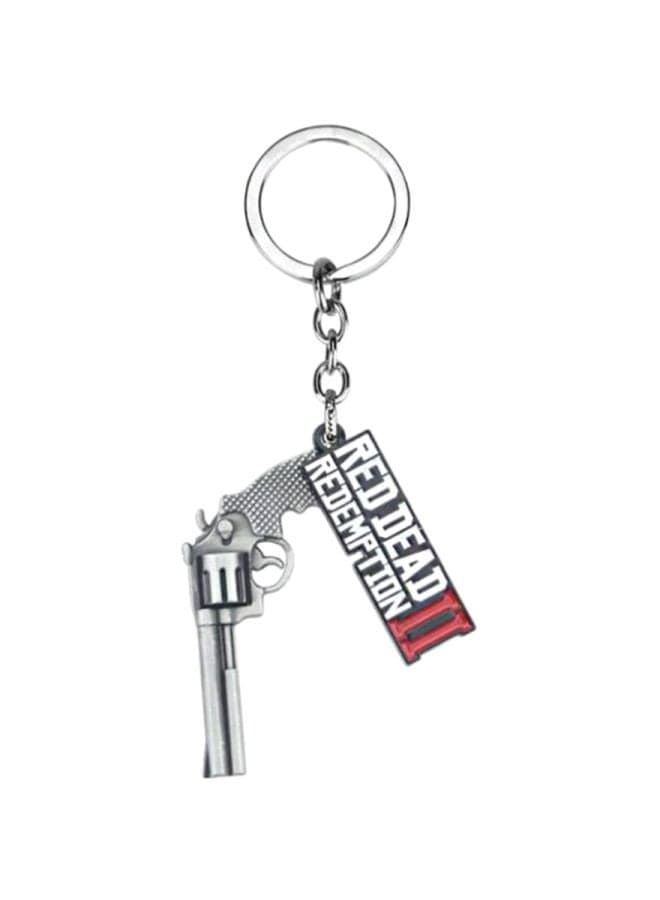 Red Dead Redemption 2 Gun Keychain Ring Silver/Red/Black