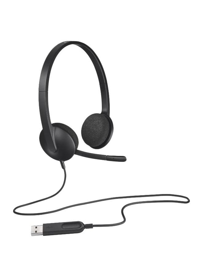 H340 USB Headset, Plug And Play, Noise Cancelling Microphone, USB Type A, Adjustable Headband, Black | 981-000475