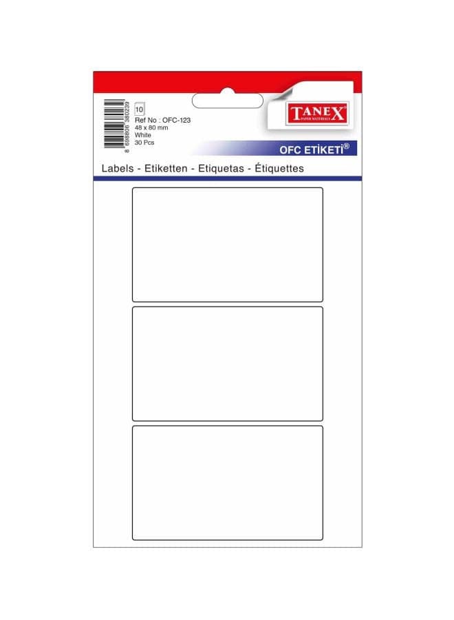 30 Pieces- All Purpose Label White