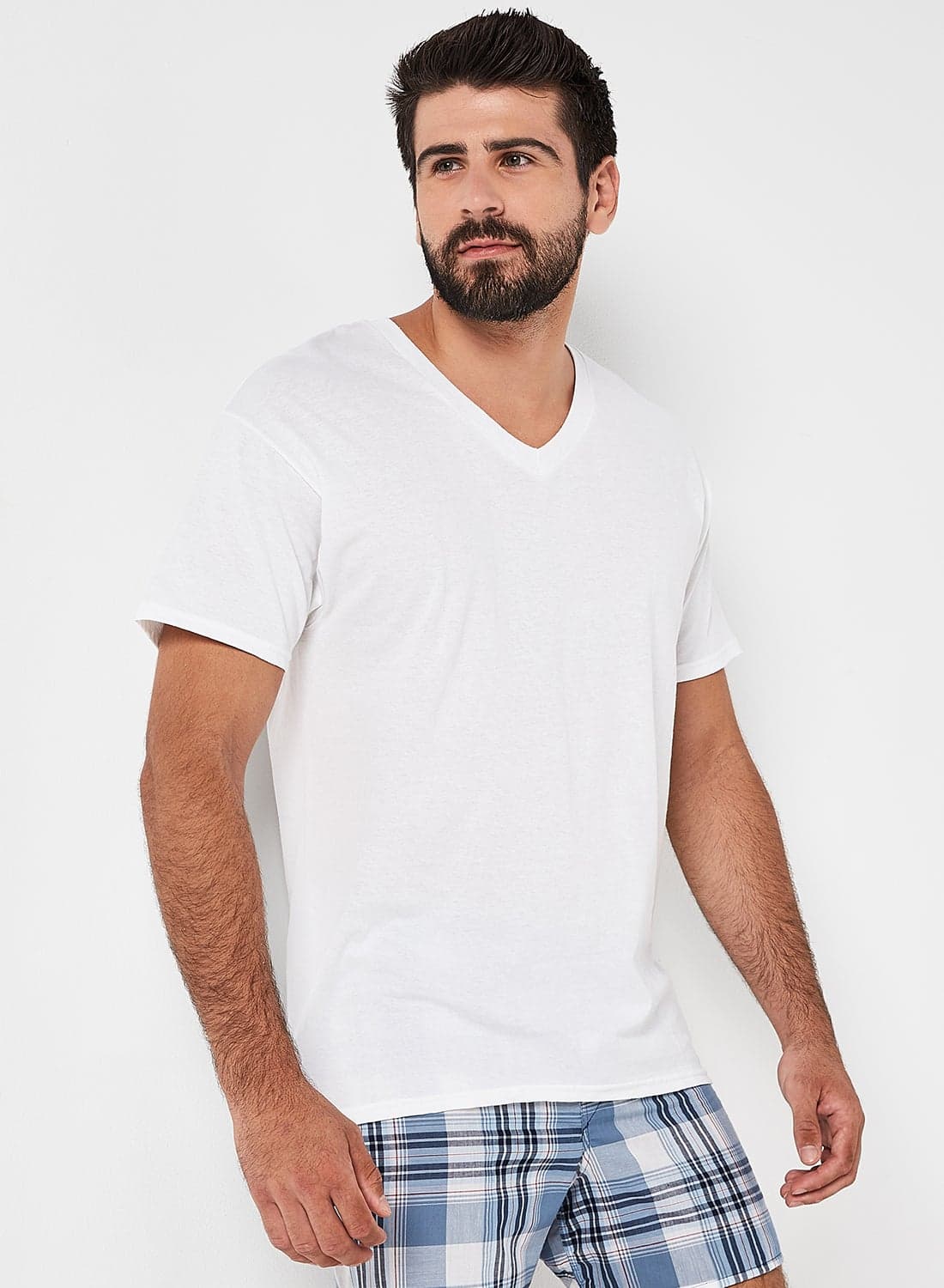 3-Piece Cotton Short Sleeves Undershirt White