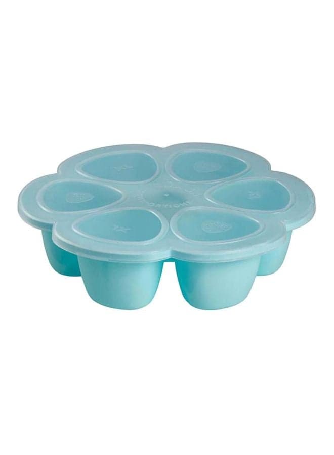 Beaba, Silicone Multi - Containers, Premium - Quality For Baby, Extreme Heat Resistance, Oven And Microwave, 6 Separate Sections, Airtight Lid, Made In Italy6X150 Ml - Blue