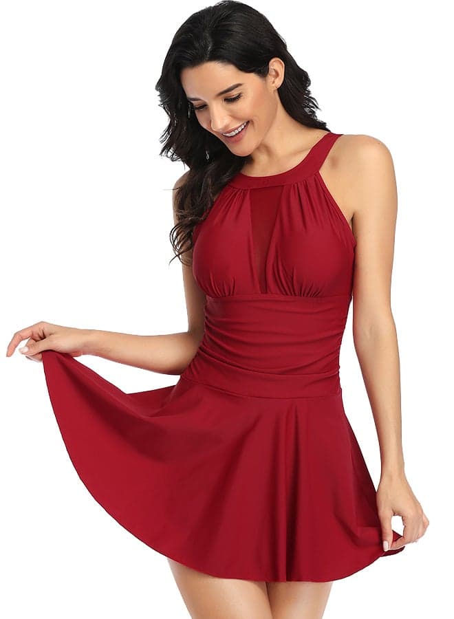 Halter Neck Swimsuit Red