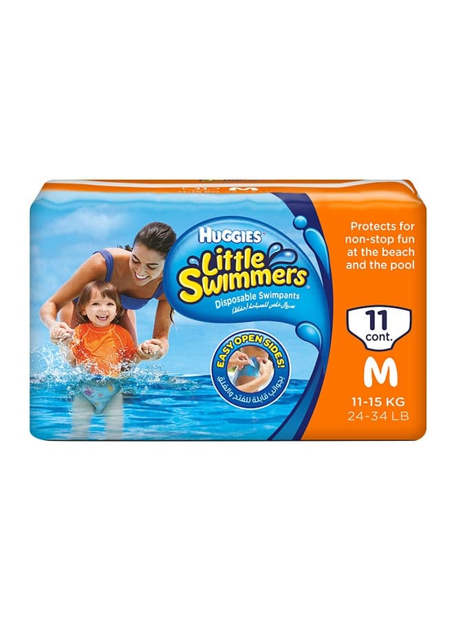 Little Swimmer Disposable Swim Pants Diapers, 11 - 15 Kg, 11 Count - Medium, Easy Open Sides