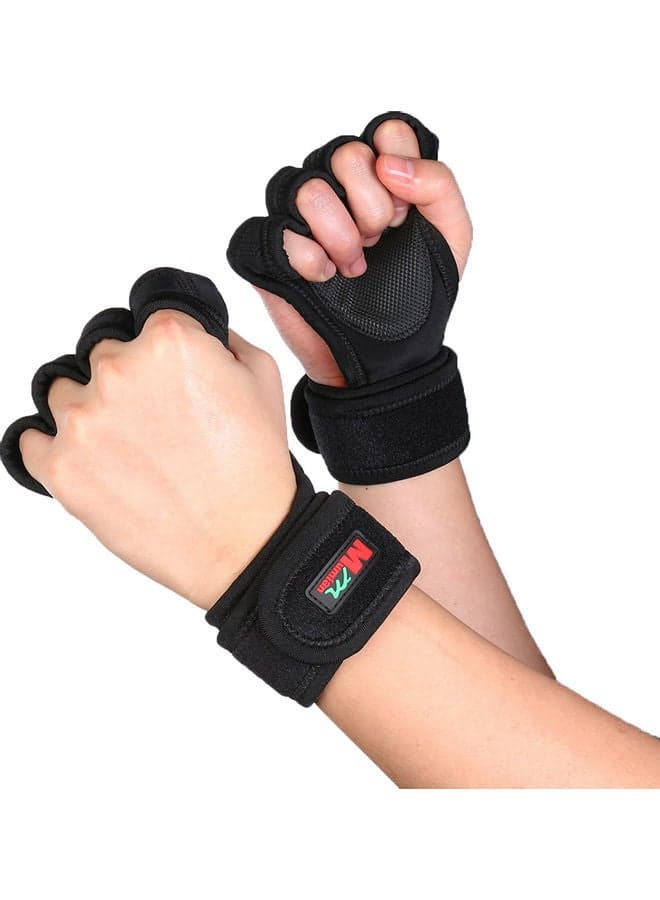 Weight Lifting Gloves Wrist Wraps Protection Fitness Gloves for Pull Ups Bodybuilding Powerlifting Training Wrist Support for Men and Women M 18*4*15cm