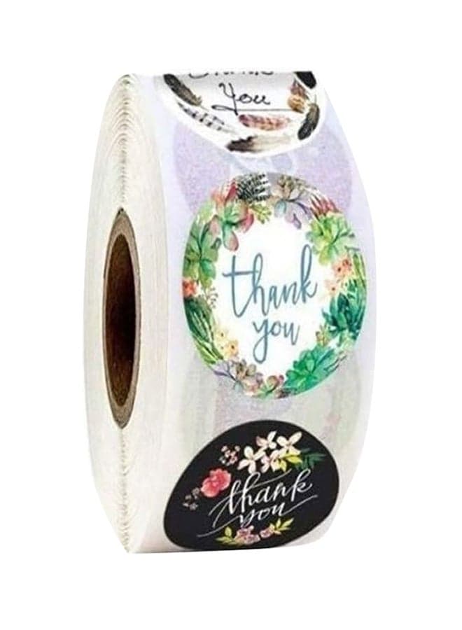 500-Piece Thank You Sticker Roll Multicolour