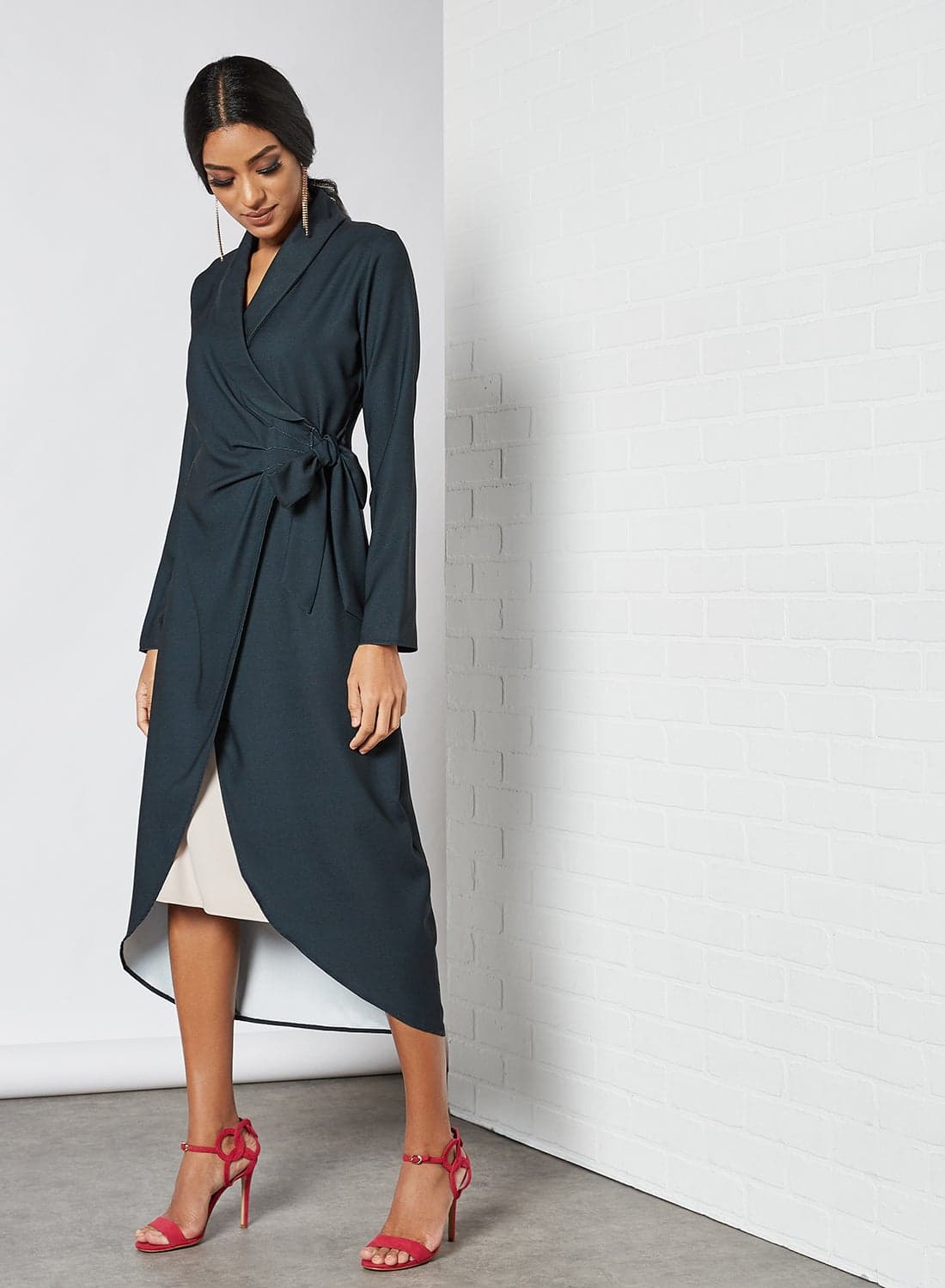 Asymmetric Hem Dress Black