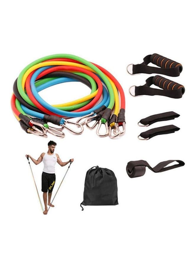 11-Piece Resistance Fitness Bands Set With Stackable Exercise Legs Ankle Straps Multi-Function Professional Fitness Equipment 20.8cm
