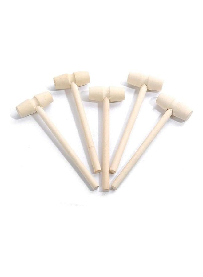 5-Piece Mini Multi-Purpose Natural Wood Hammer Toy