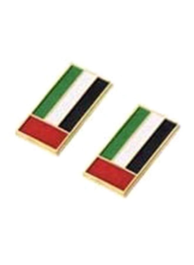 2-Piece UAE Flag Magnetic Badge Multicolour