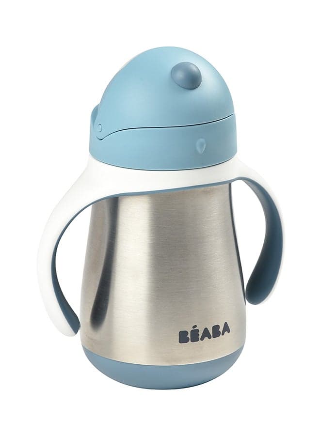 Learning Cup2 In 1 Baby Bottle Children'S Cup With Straw100% Leak Proofeasy To Open Removable Handles - Tritan And Silicone 250 Ml - Blue