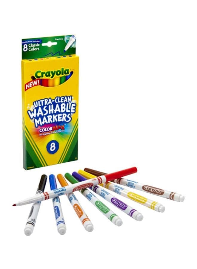 8-Piece Ultra-Clean Classic Fine Line Washable Marker Color Max Markers