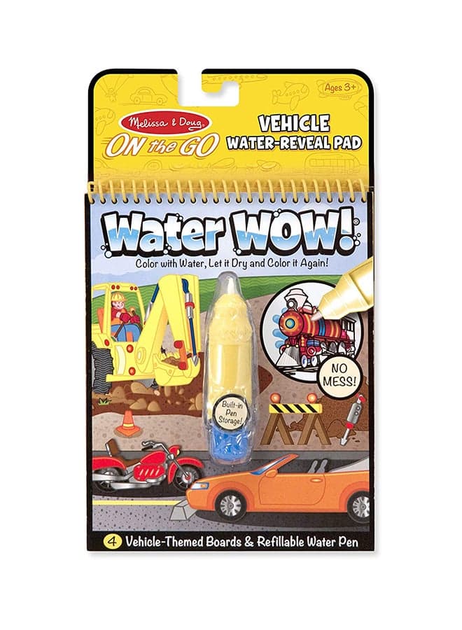 Melissa & Doug Water Wow Vehicles – 4 No-Mess Paint with Water Scenes with Refillable Chunky Pen – Search & Find Activities in a Reusable, Travel-Friendly Design for Kids Ages 3+ | MD5375