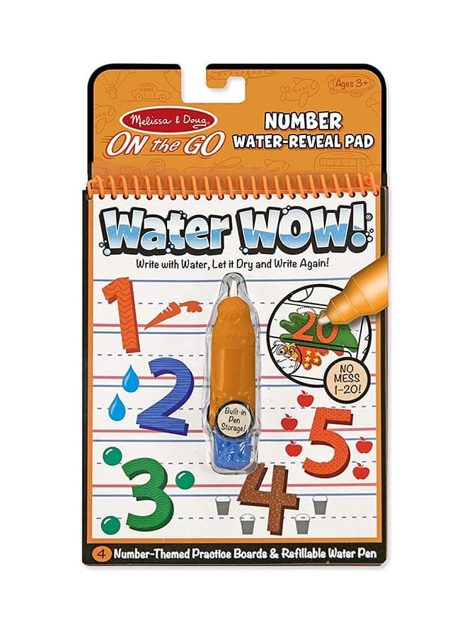 Melissa & Doug Water Wow - Numbers – Reusable Water-Reveal Activity Pad with 4 Reusable Pages & Refillable Pen – Learn Counting Mess-Free – Travel-Friendly Educational Toy – Ages 3+ MD5399