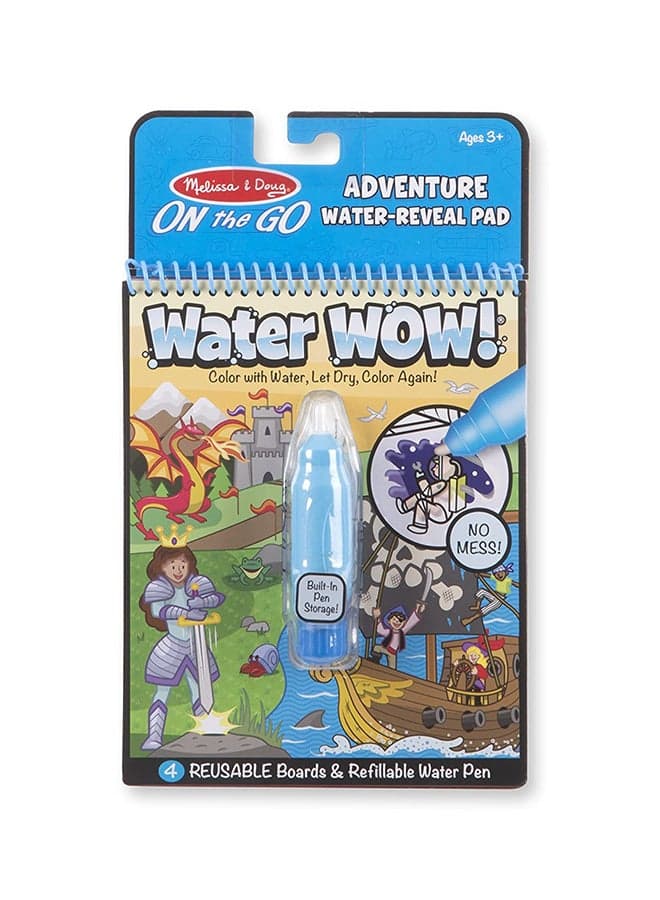 Melissa & Doug Water Wow - Adventure – Reusable Water-Reveal Activity Pad with 4 Boards & Refillable Pen – Mess-Free Creative Fun for Kids – Travel-Friendly Learning Toy – Ages 3+ MD9317