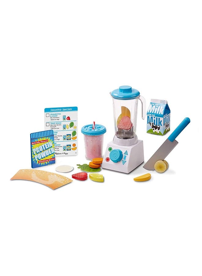 Melissa & Doug Smoothie Maker Blender Set – Pretend Play Kitchen Set with Toy Blender, Cup, Straw & Fruit Pieces – Role Play Food Prep for Kids Ages 3+ – 24 Pieces | MD9841