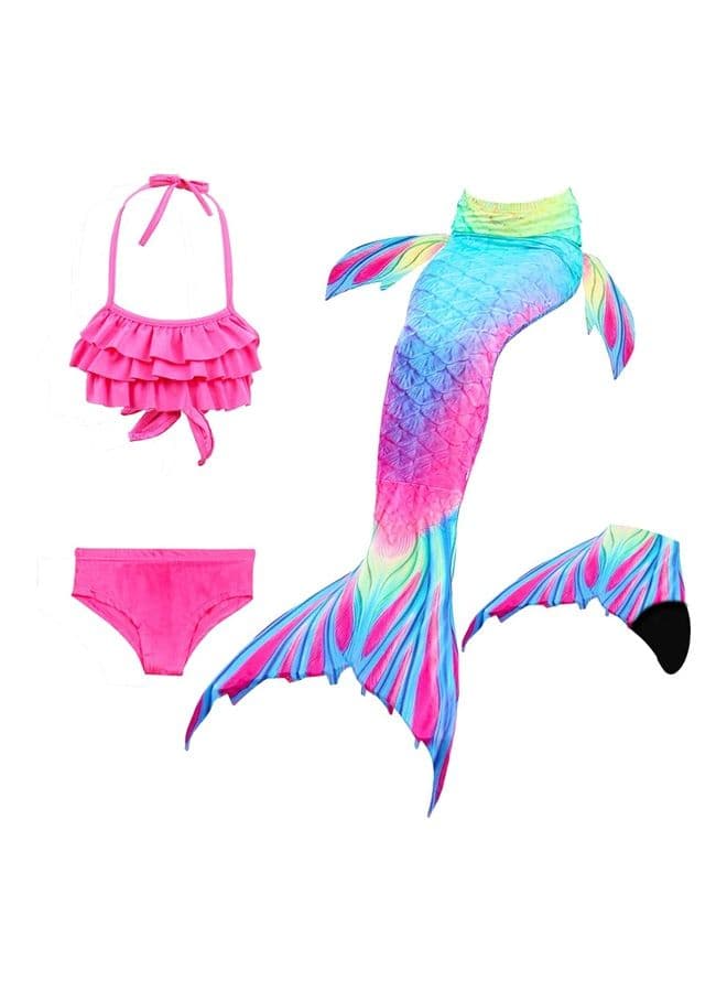 4-Piece Mermaid Swimming Costume Set 140cm