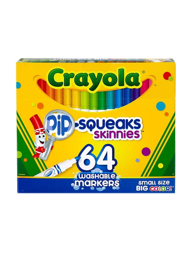 64 Piece Washable Pip-Squeaks Skinnies Markers 16.66x18.75x1.09cm