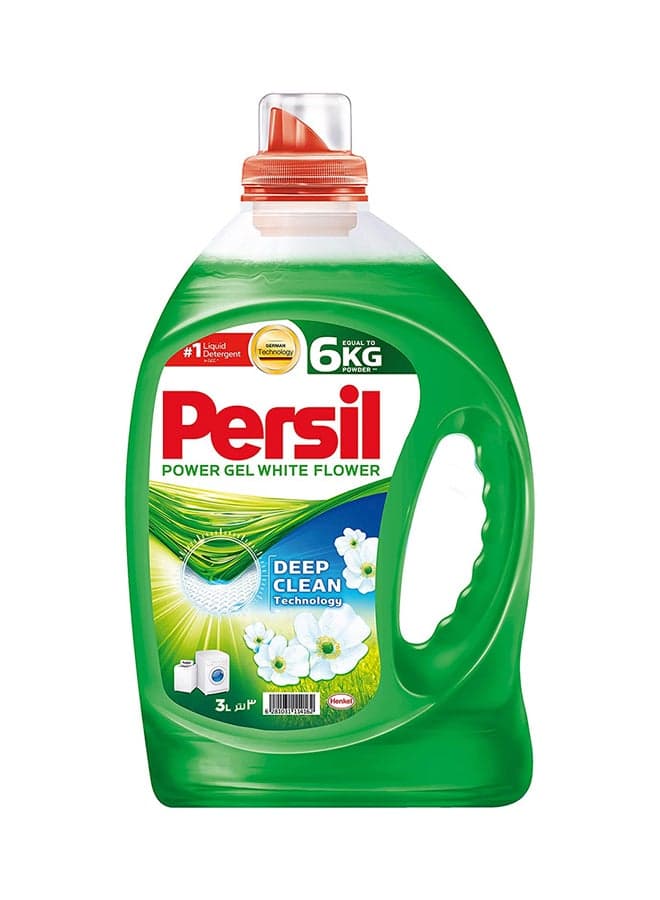 Power Gel Liquid Laundry Detergent With Deep Clean Technology White Flower Green 3Liters