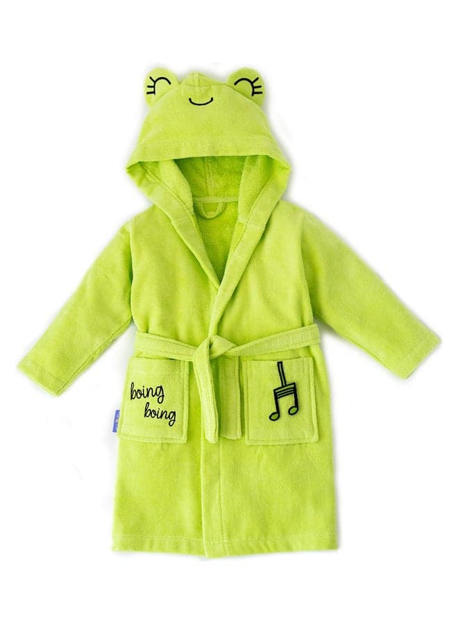 Cacha Frog Velvet Bathrobe Black/Green 64x36cm
