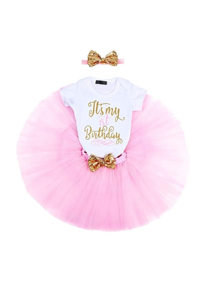 1st Birthday Baby Girl Princess Party Costume Dress Baby Pink