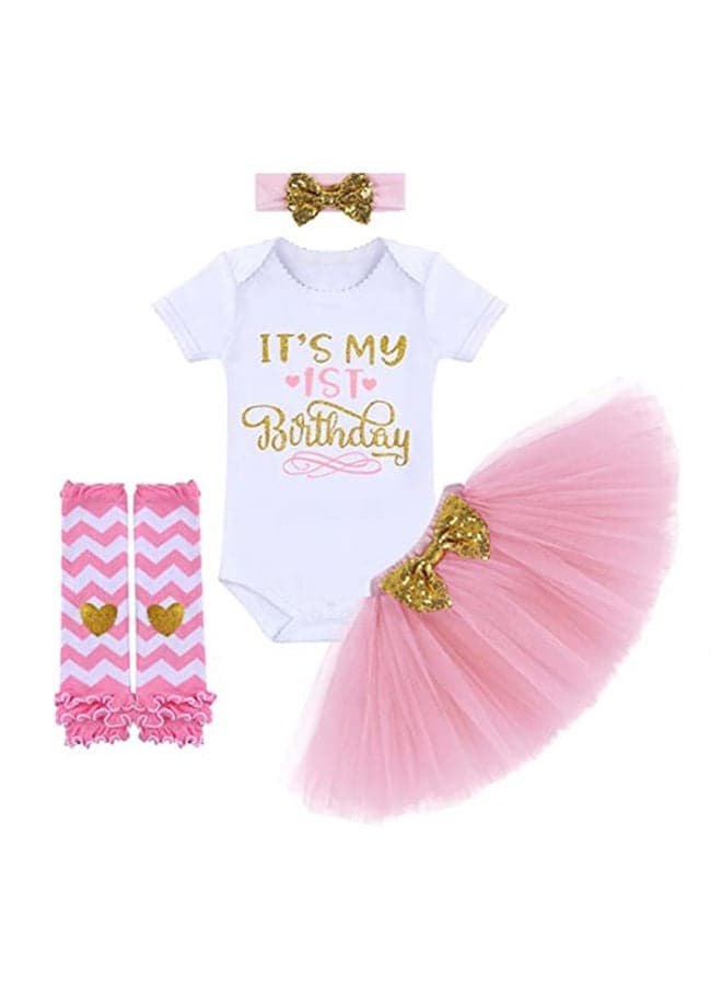 1st Birthday Baby Girl Princess Party Costume Dress Baby Pink