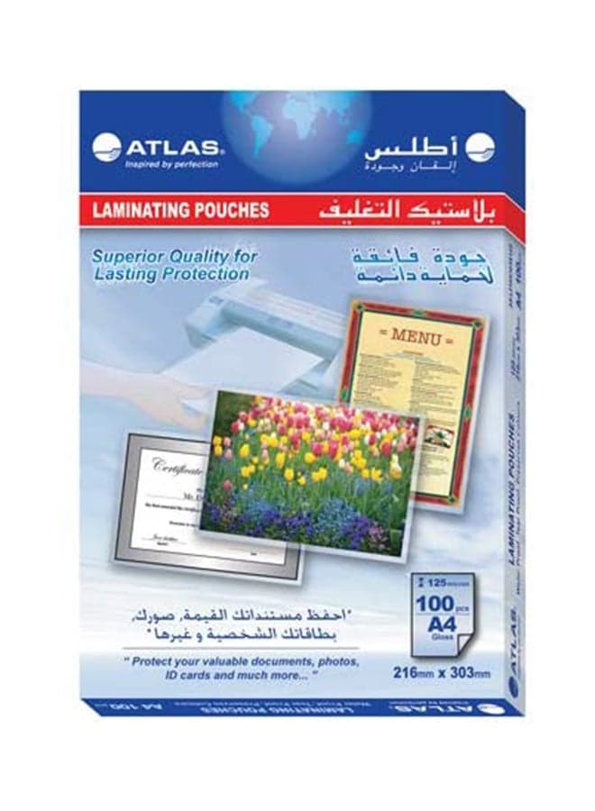 100-Piece A4 Film Lamination Sheets Clear