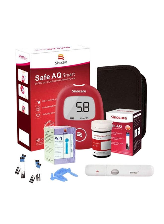 Safe AQ Voice Blood Glucose Meter With 50 Test Strips And Lancets