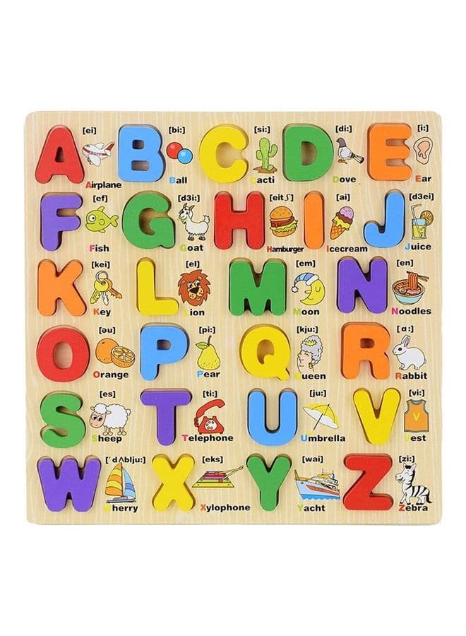 English ABC Alphabet Wooden Board Jigsaw Puzzle Letters Game Educational Toy 1.2 x 29.6 x 29.2cm