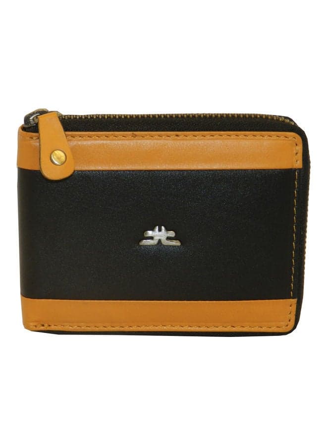 Genuine Leather Designer Wallet With Full Zipper Black