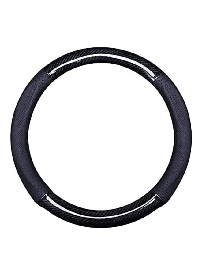 Universal 15-Inch Leather Carbon Fibre Auto Car Steering Wheel Cover With Breathable Holes